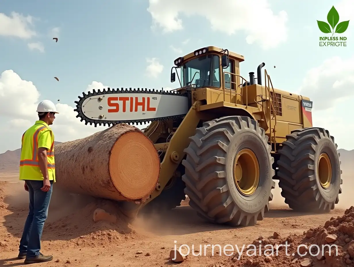 Giant-STIHL-Chainsaw-Cutting-Enormous-Log-in-Desert-with-Construction-Worker
