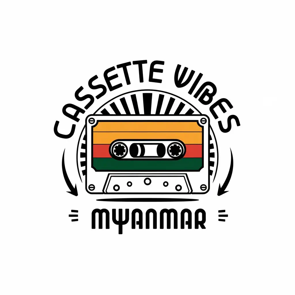 LOGO Design for Cassette Vibes Myanmar Cassette and Myanmar Fonts with Modern Style for Entertainment Industry