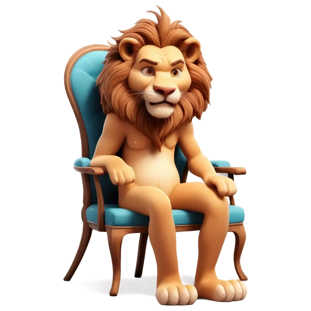 Cartoon-Lion-Sitting-on-Chair-PNG-High-Quality-Transparent-Image-for-Creative-Use