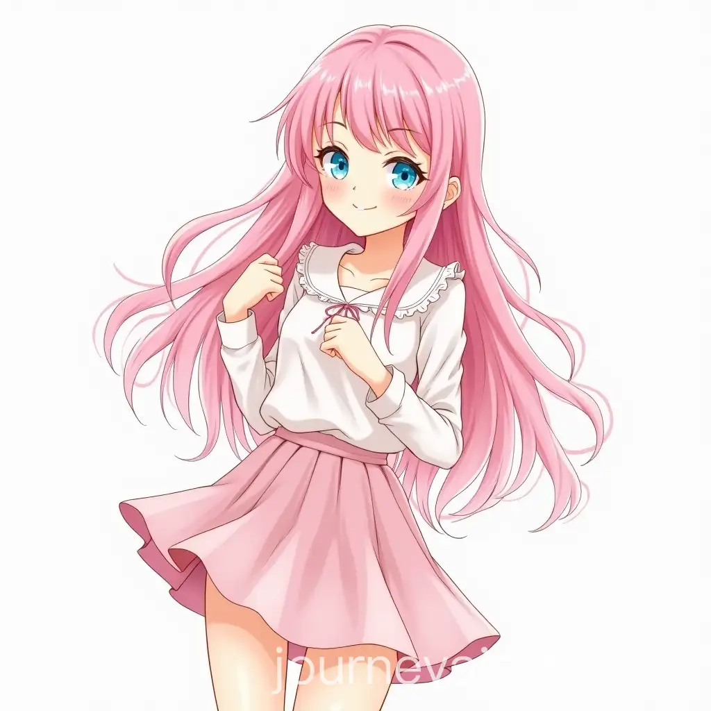 Woman-with-Long-Pink-Hair-and-Light-Blue-Eyes-in-Cute-Outfit-in-Manhwa-Style