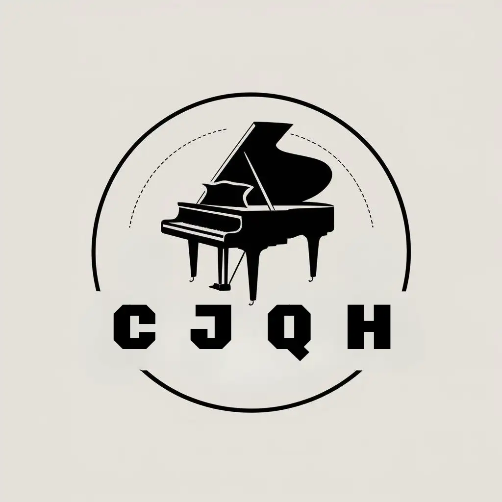 a vector logo design,with the text "CJ", main symbol:piano,Moderate,clear background