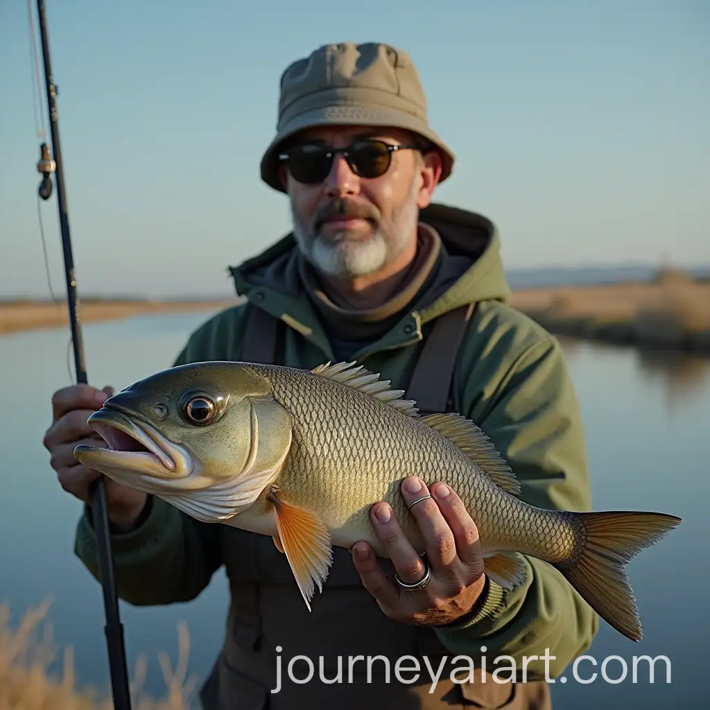 Fisherman-Holding-Fish-with-a-Human-Face-in-a-Surreal-Scene