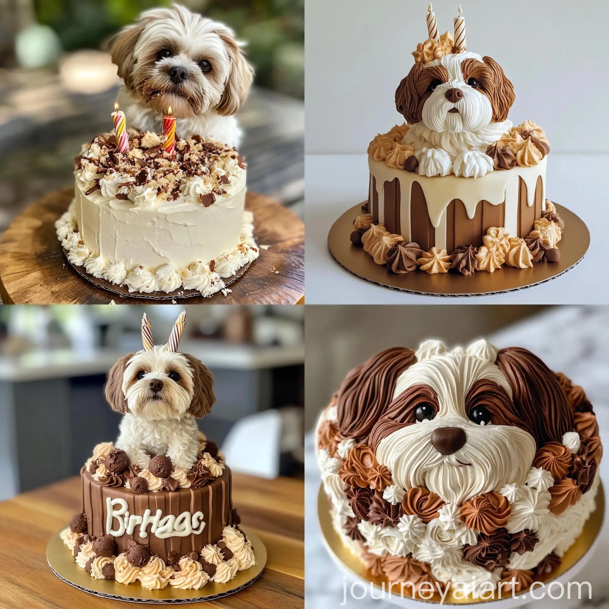 White-and-Brown-Shih-Tzu-Sniffing-Birthday-Cake