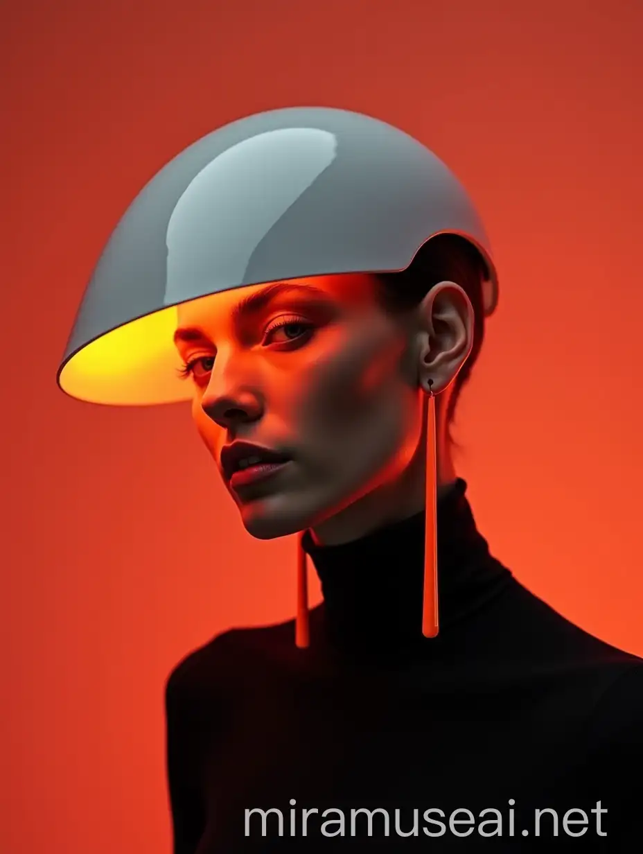 Futuristic Fashion Editorial Angular Gear Transparency Headpiece