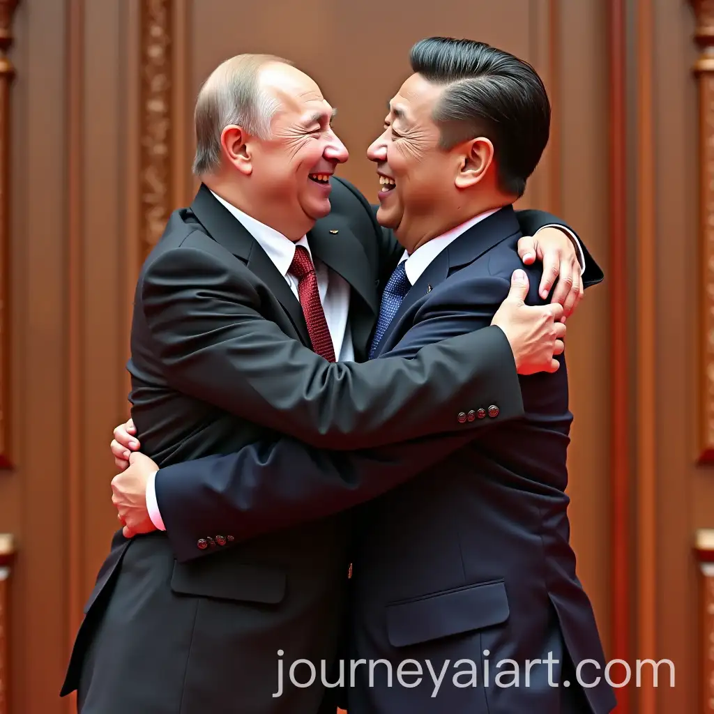 Putin-and-Xi-Jinping-Hugging-and-Jumping-with-Joy