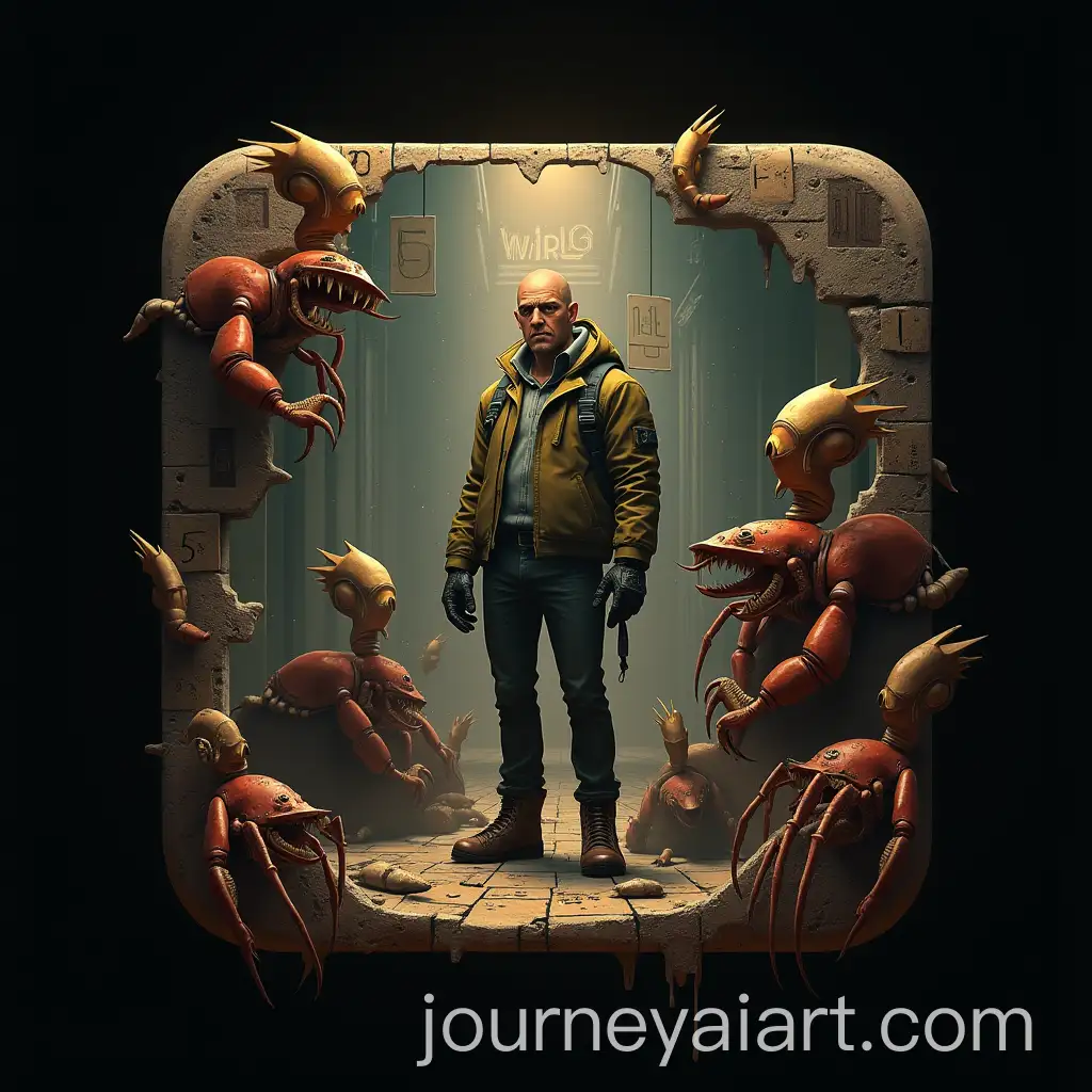 Merge-2048-Game-Cover-Featuring-Gordon-Freeman-and-Headcrabs-in-a-SciFi-Laboratory-Setting