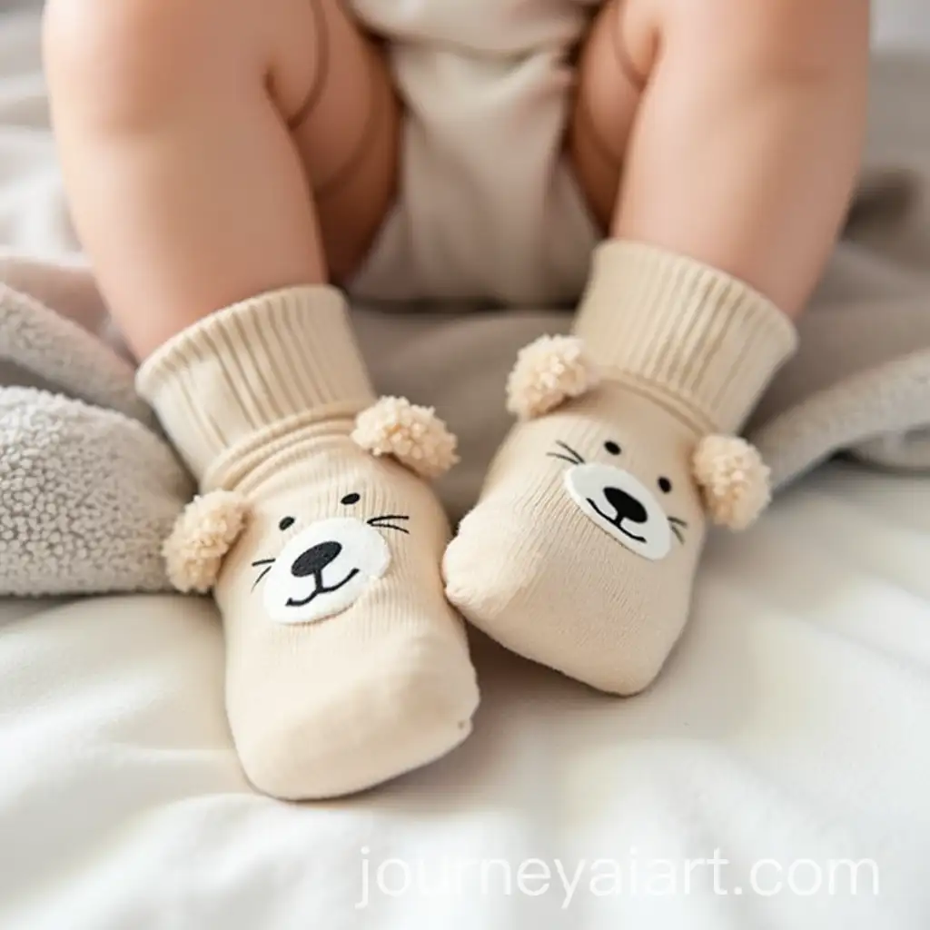 Baby-Beige-Socks-with-Plush-Bear-Face-Design-on-Chubby-Feet