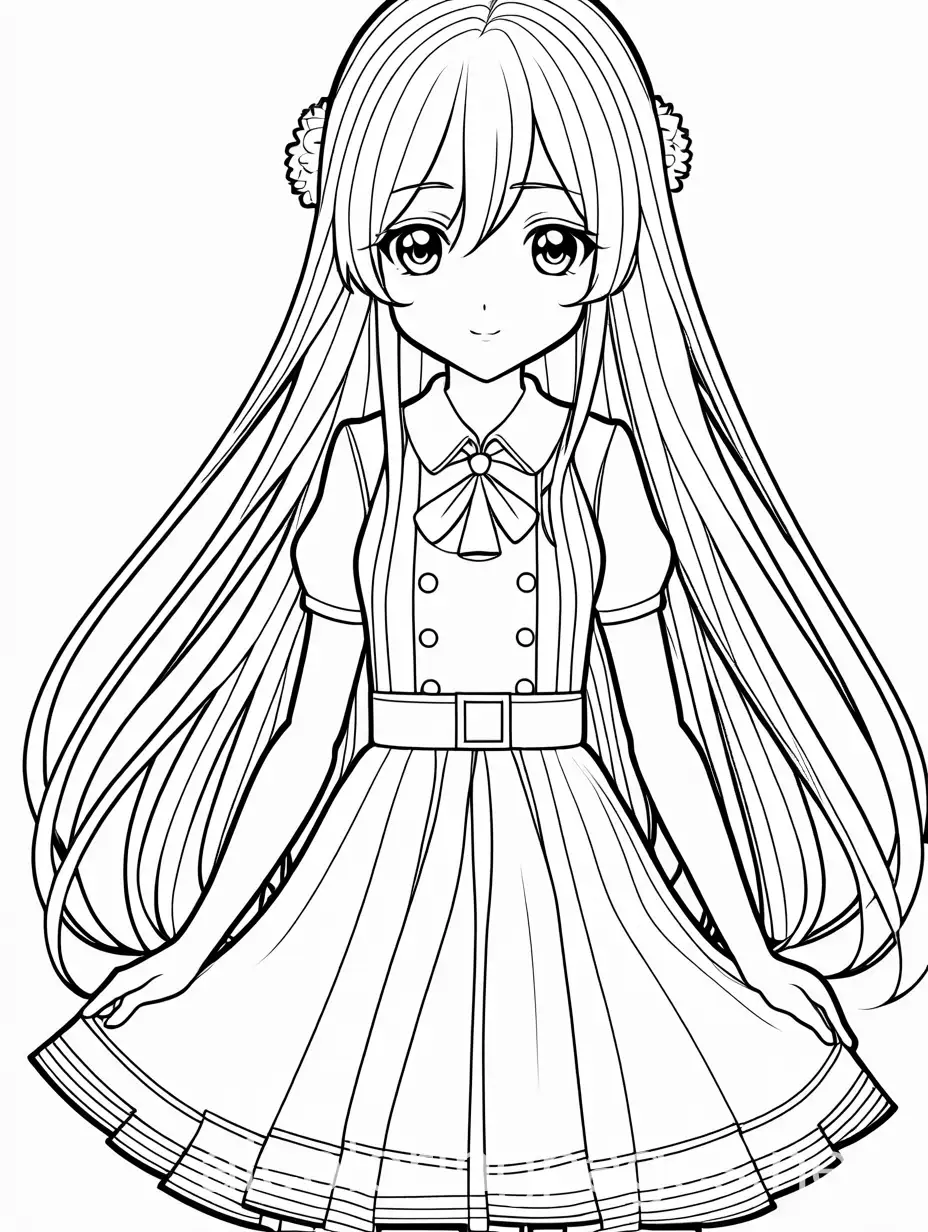 Anime-Girl-Coloring-Page-with-Long-Hair-and-Flouncy-Skirt