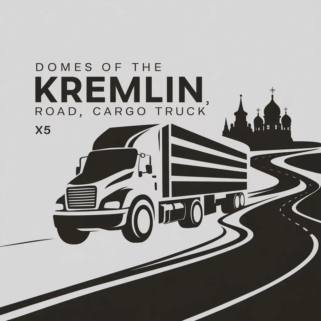 a logo design,with the text "Domes of the Kremlin, road, cargo truck", main symbol:X5 transport,Minimalistic,be used in Automotive industry,clear background