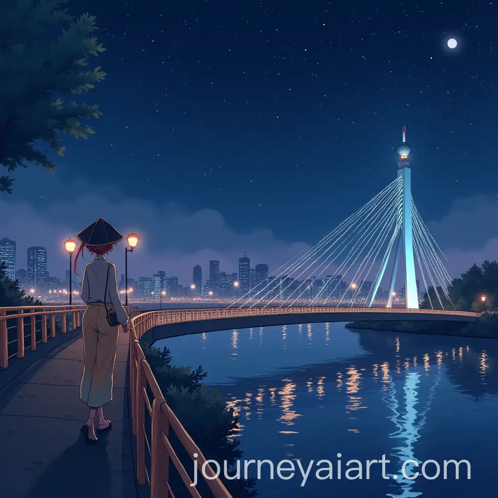 Anime-Girl-Walking-at-London-Bridge-in-Shiny-Starry-Night