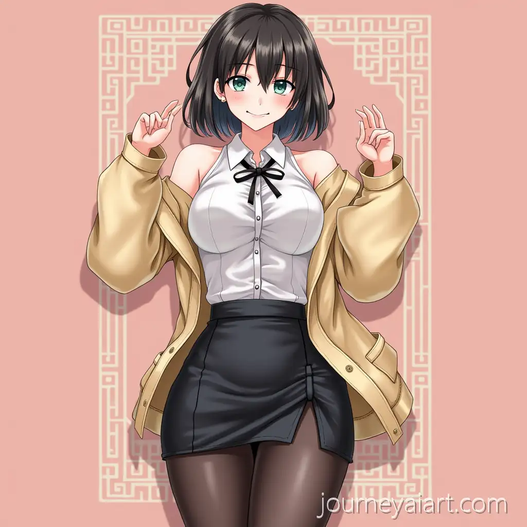 Highly-Detailed-Illustration-ofSilk-stocking-illustration-Character-in-Black-Silk-Stockings-Adjusting-ThighHighs