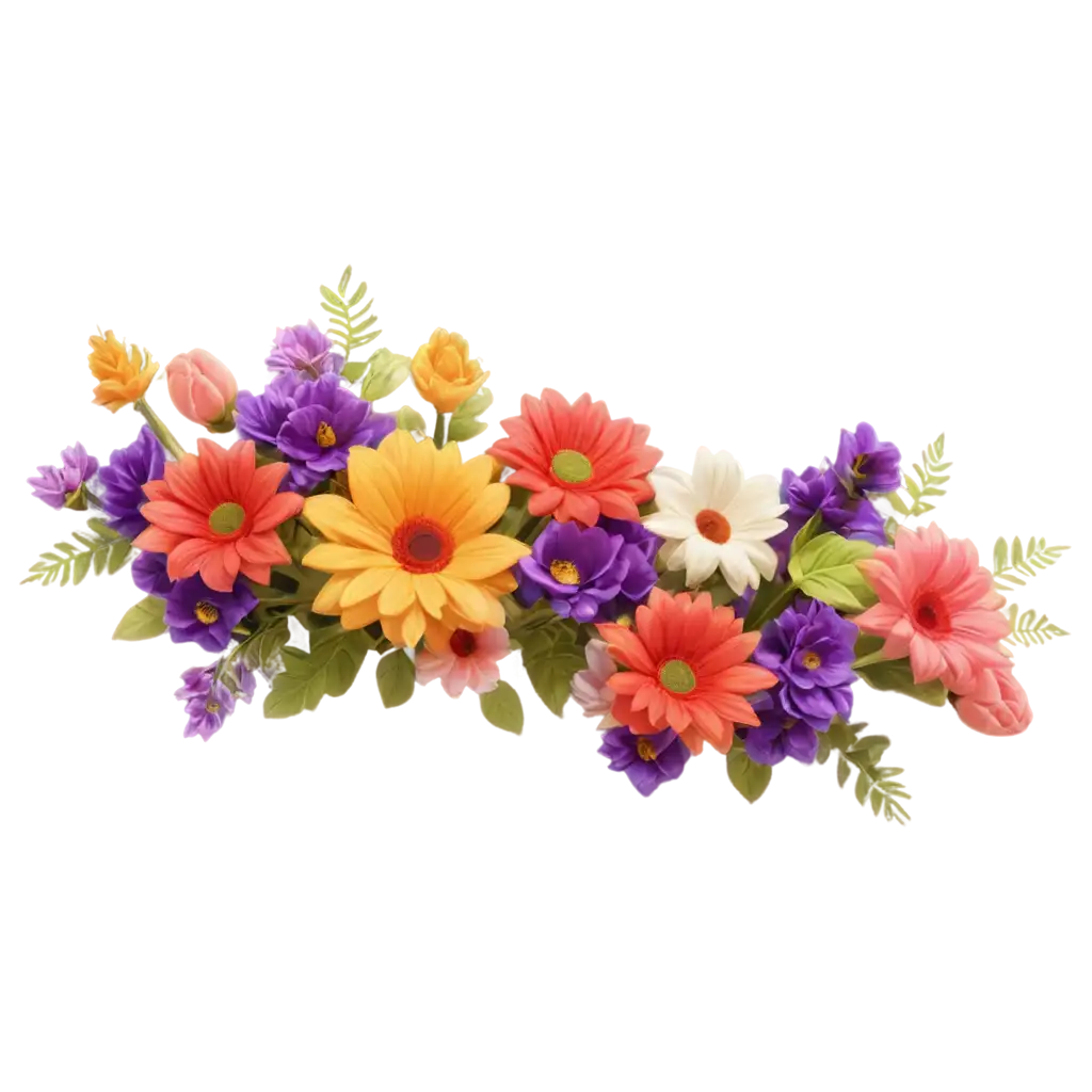 Vibrant-3D-Render-of-MultiFlower-Arrangement-in-PNG-Format