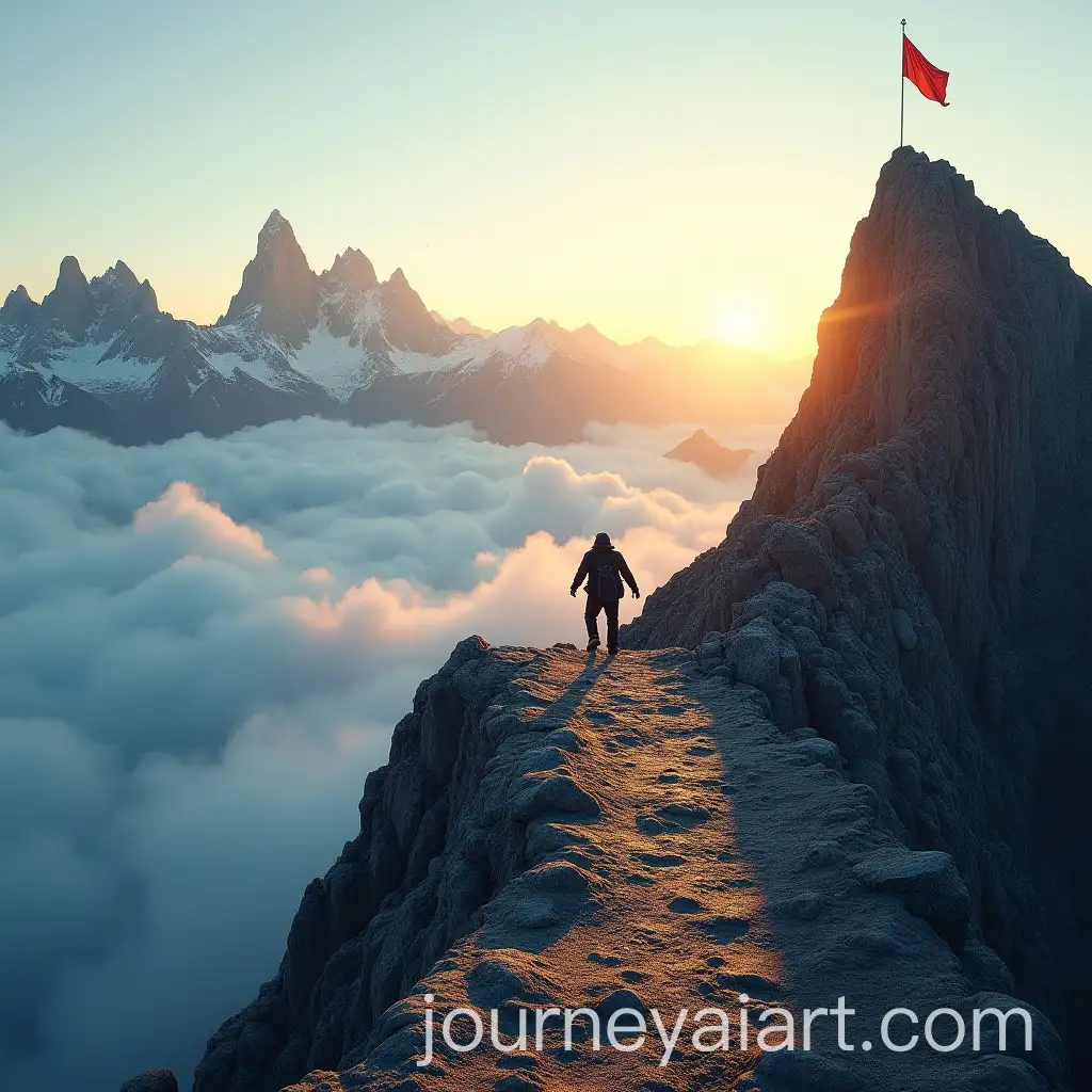 Climber-Overcoming-Obstacles-on-a-Rugged-Mountain-Path-at-Sunrise
