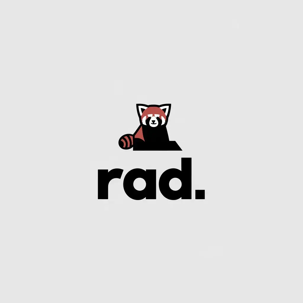 LOGO Design for RAD Minimalistic Red Panda Vector Logo on Clear Background