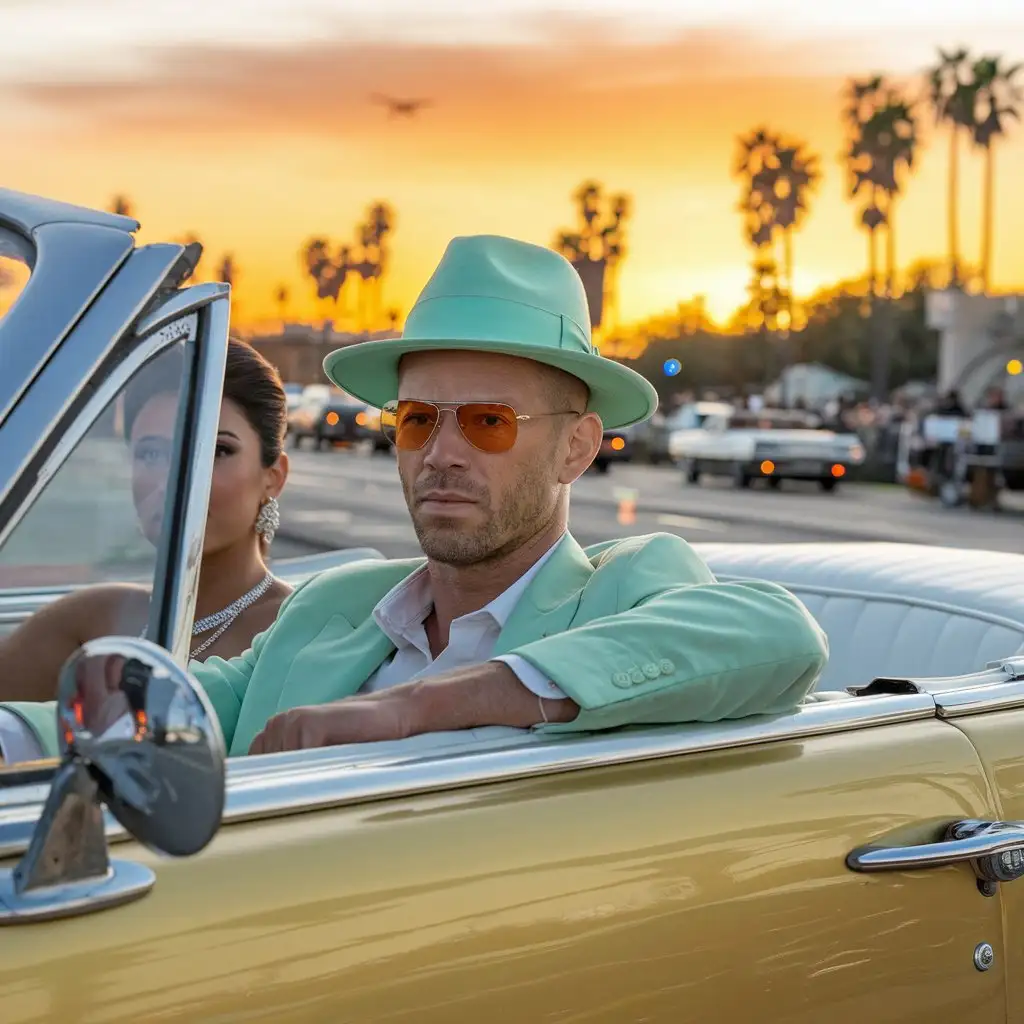 Paul Walker Driving Golden Lowrider with Latina Lady at LA Sunset