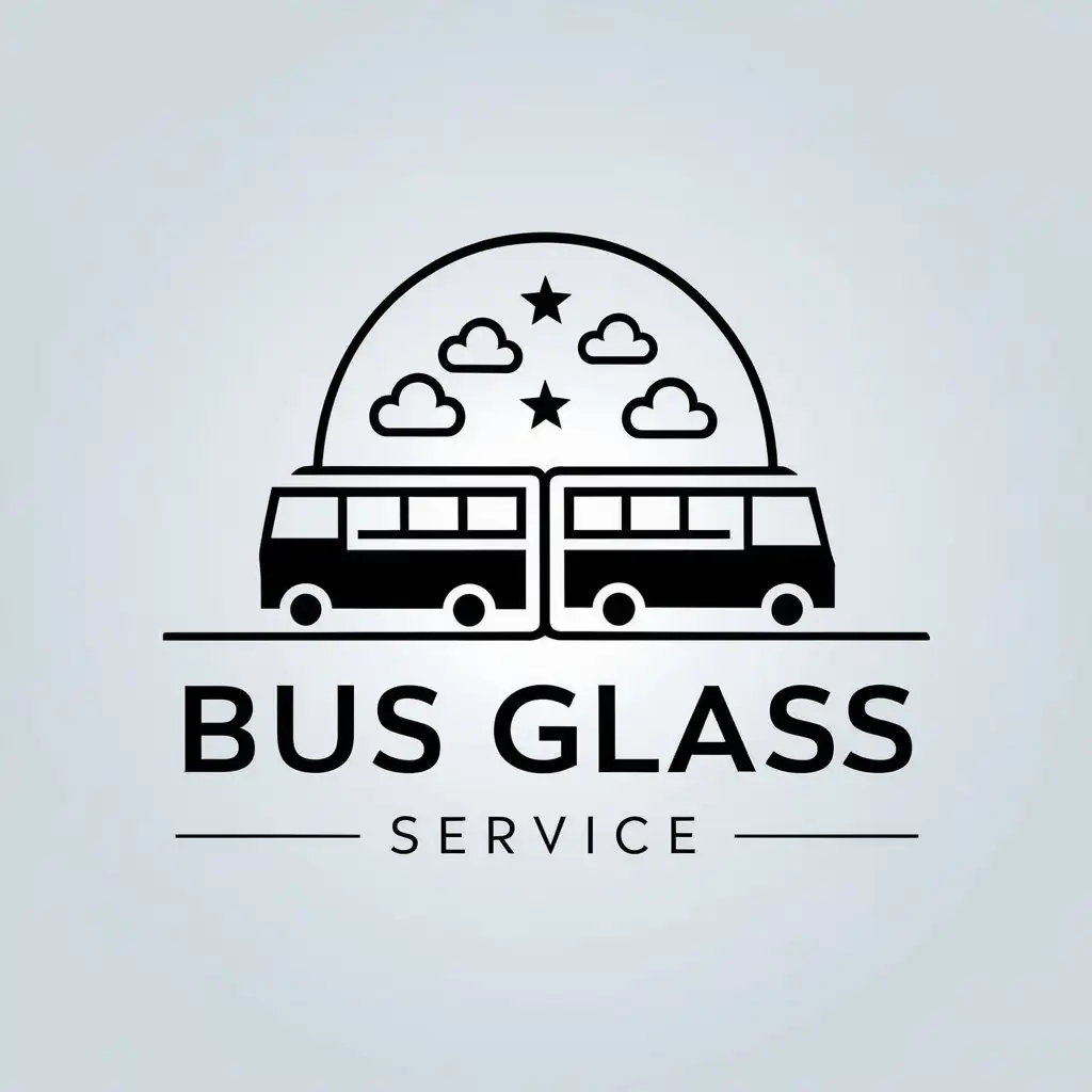 LOGO Design for Bus Glass Service Modern Design with Buses Trucks Stars and Clouds