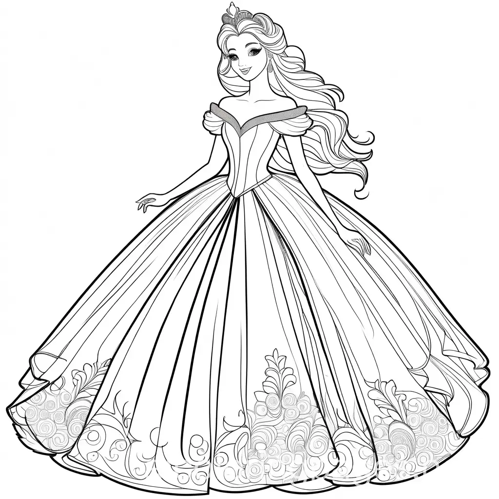 Elegant-Princess-in-Feathered-Ball-Gown-Coloring-Page-for-Kids