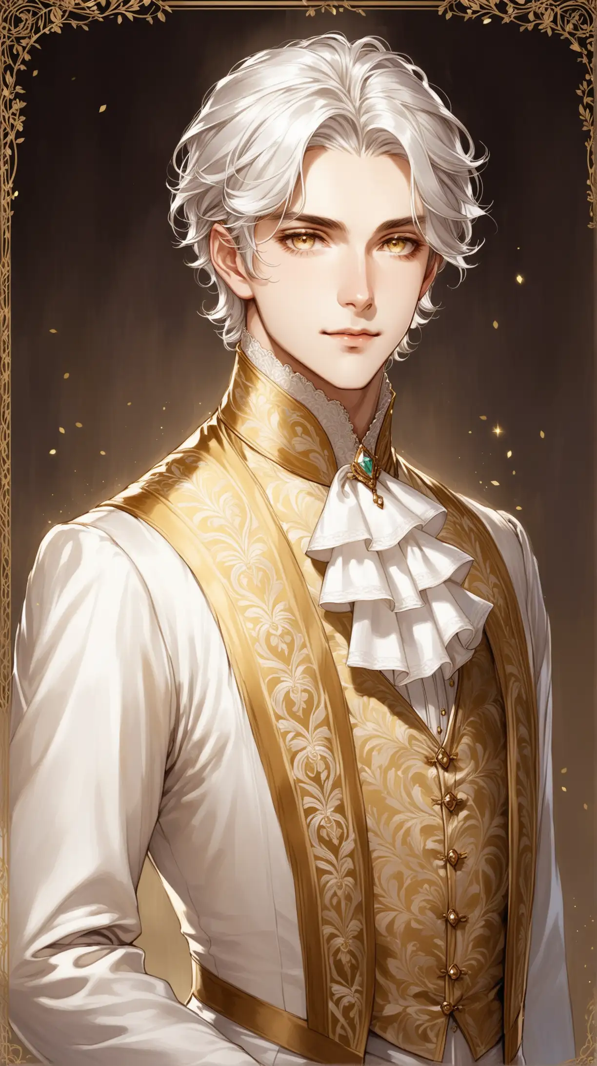 Regal Edwardian Prince in Gold and White Attire