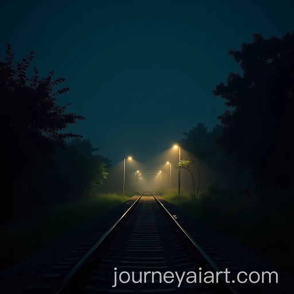 Cinematic-Night-Scene-of-Kerala-Railway-Station-with-Dramatic-Lighting