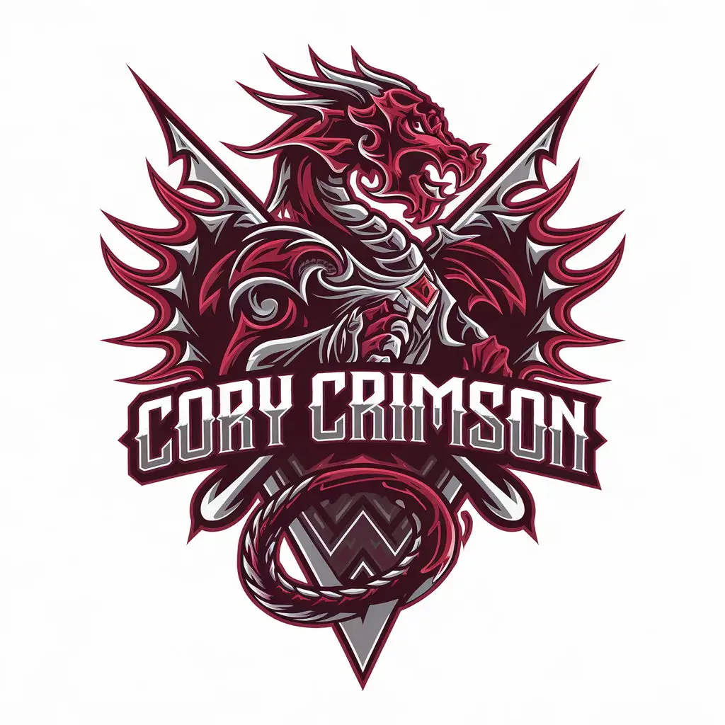 LOGO Design For Cory Crimson Tribal Red Dragon Warrior Tattoo