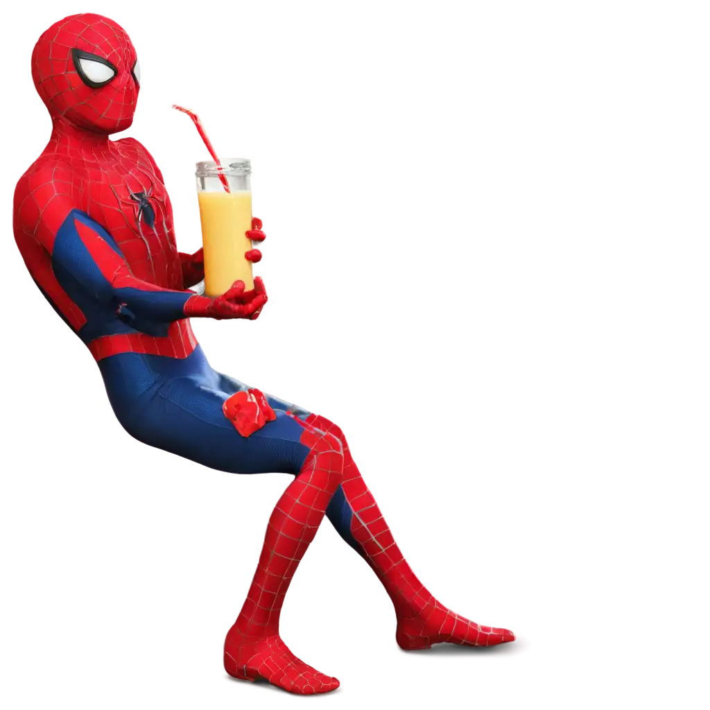 Spiderman-Drinking-Juice-PNG-Image-Refreshing-Marvel-Character-Art