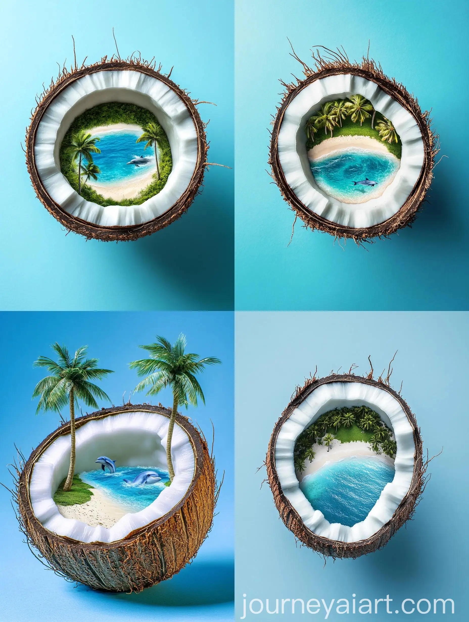 Tropical-Island-Paradise-in-Half-Opened-Coconut-Shell