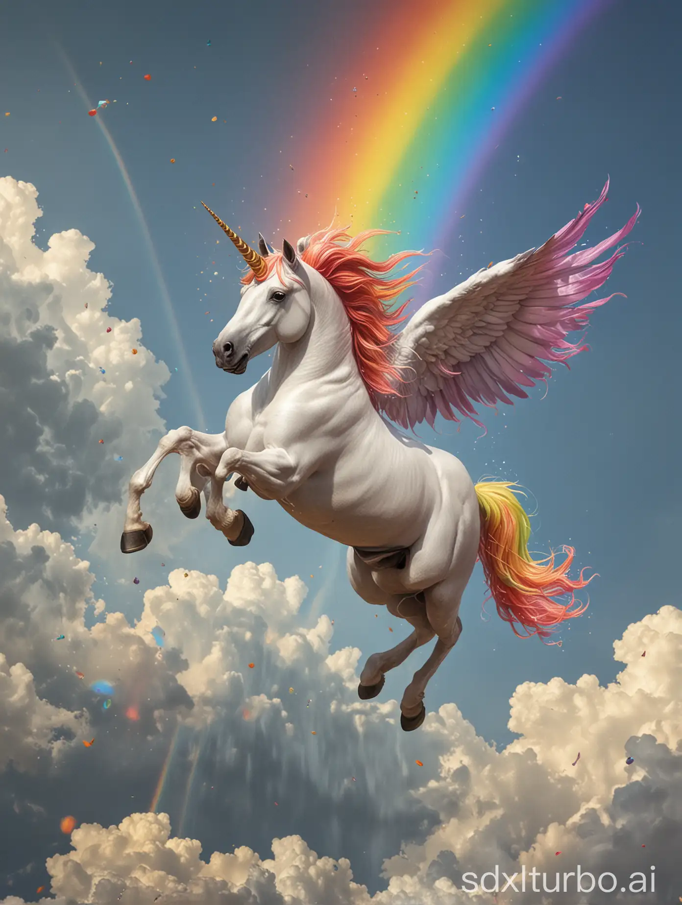 Unicorn-Flying-Over-a-Vibrant-Rainbow-in-a-Dreamy-Sky