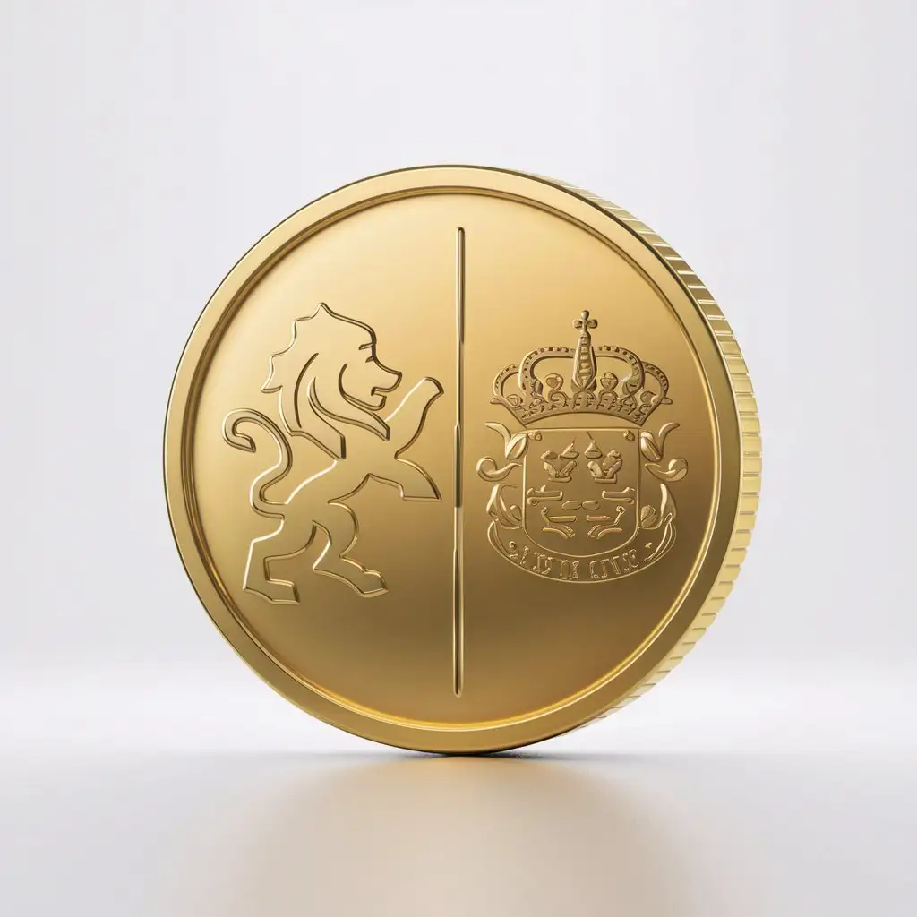 Golden-Coin-3D-Drawing-on-White-Background