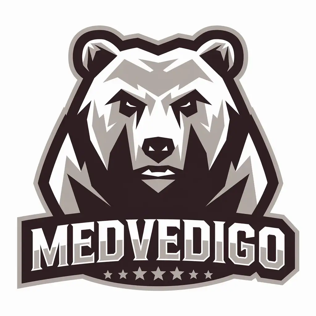 a vector logo design,with the text "MEDVEDIGO", main symbol:Bear,Moderate,be used in Retail industry,clear background