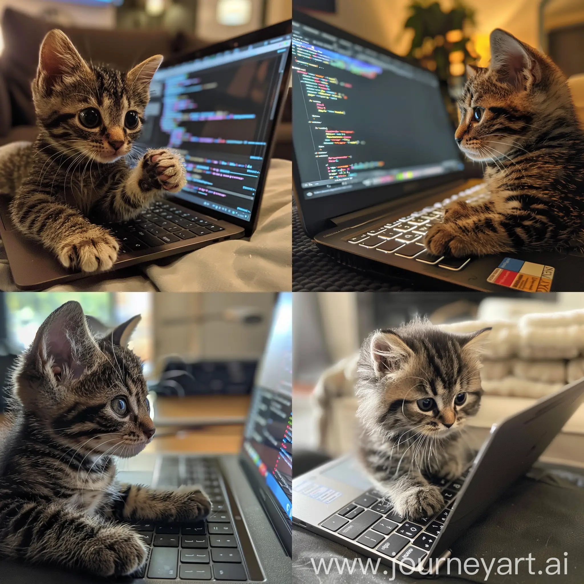 Adorable-Kitty-Programming-on-Laptop