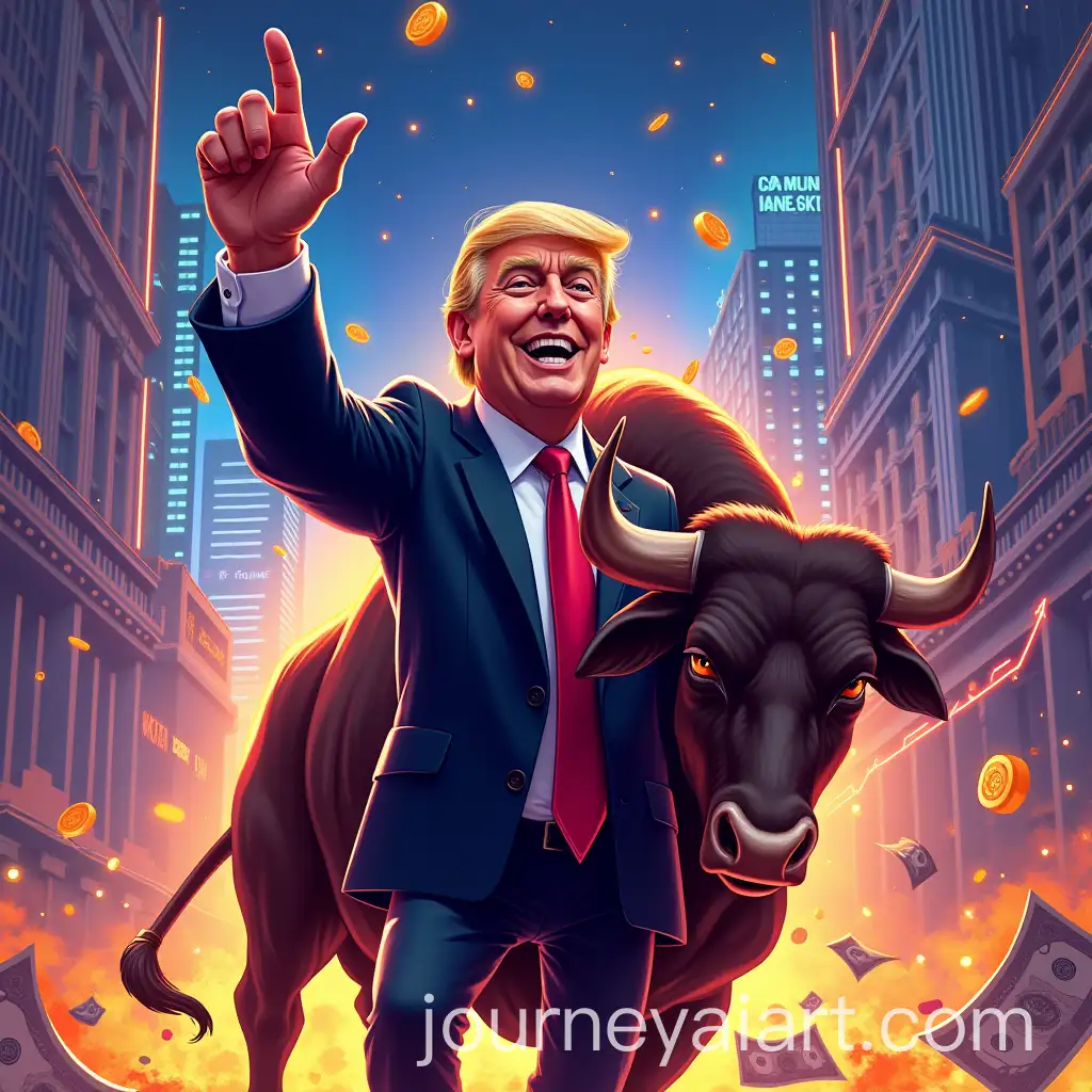 Donald-Trump-Leading-Financial-Bull-Run-in-Neon-Crypto-Cityscape