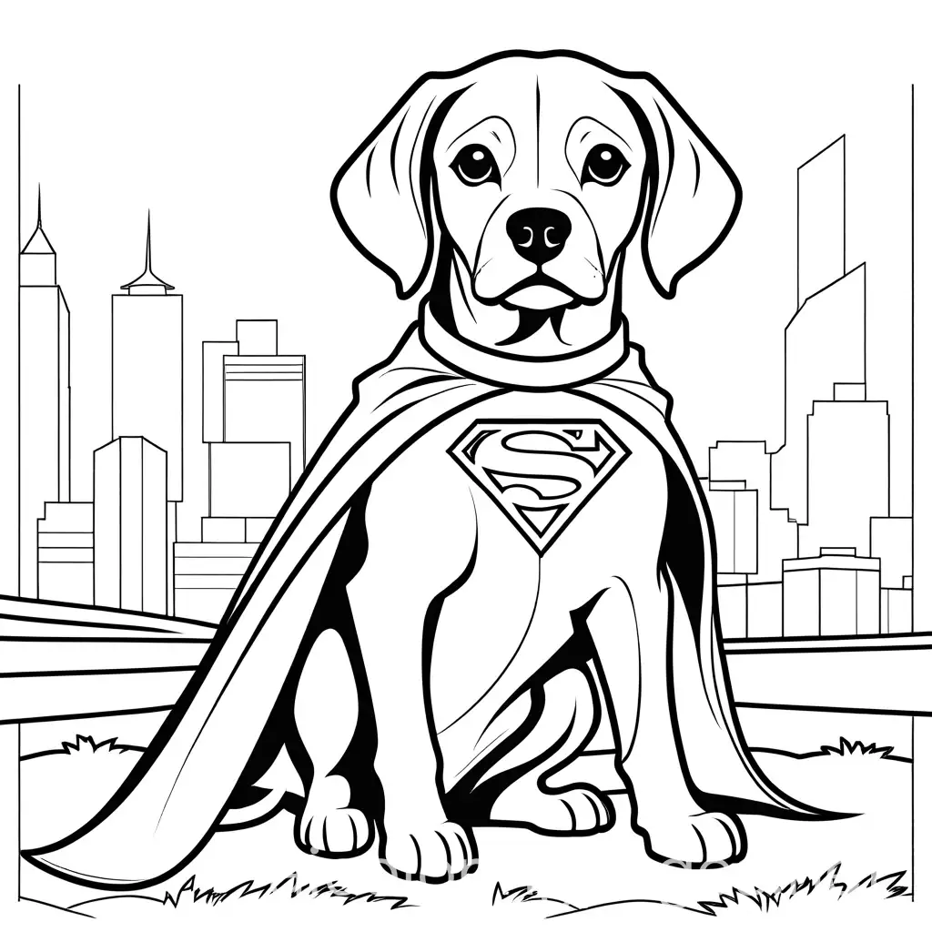 Coloring-Page-Beagle-and-Golden-Retriever-in-Superhero-Costumes