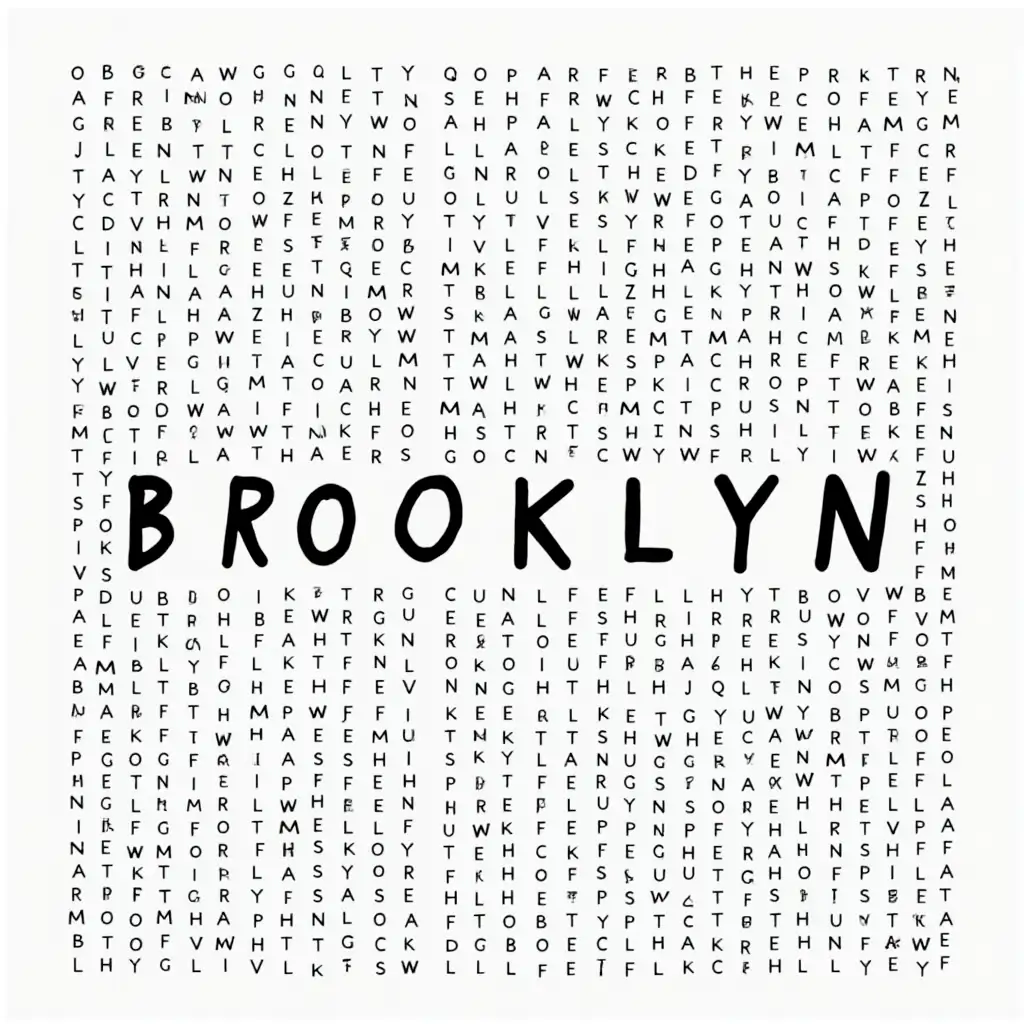 Black and White BrooklynThemed Word Search Puzzle