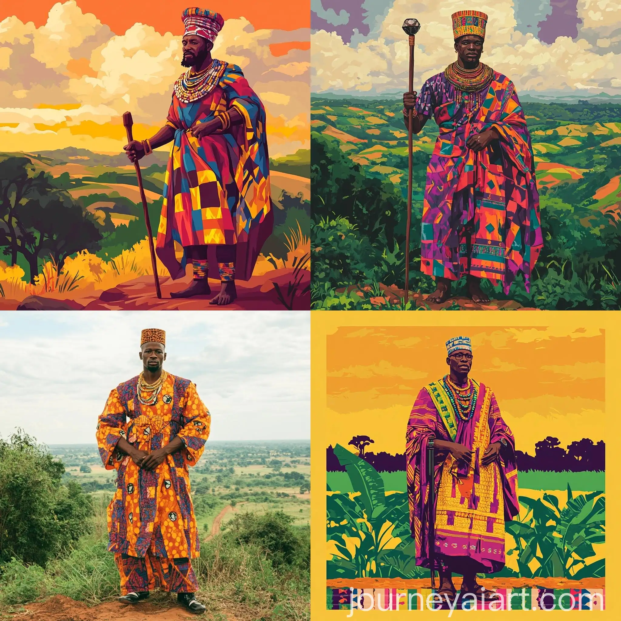 Traditional-African-Chief-in-Ashanti-Garb-Amidst-Ghanaian-Landscapes