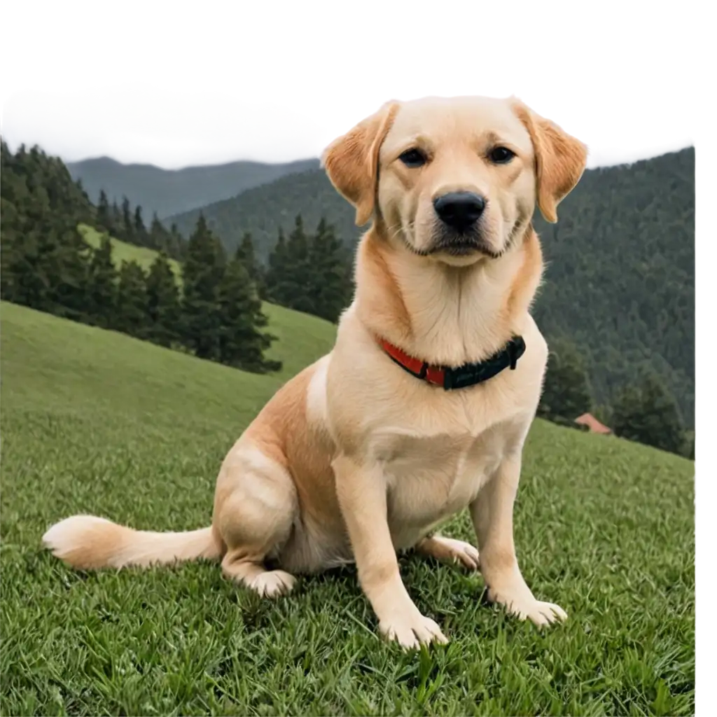 HighQuality-PNG-of-a-Dog-Sitting-in-Grass-on-a-Mountain-for-Various-Creative-Uses