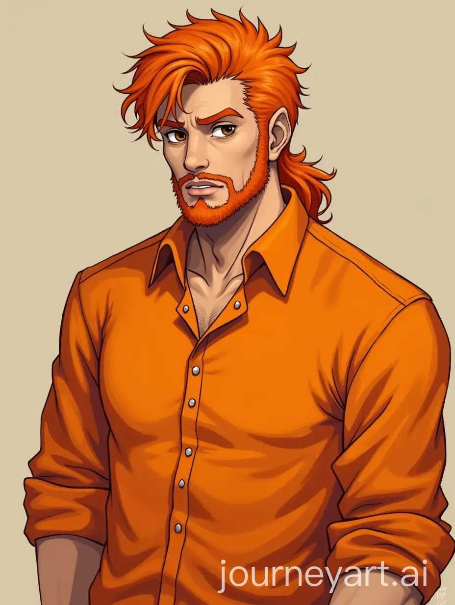 Mid-Adult-Male-Character-with-Intimidating-Vibe-in-Orange-Shirt