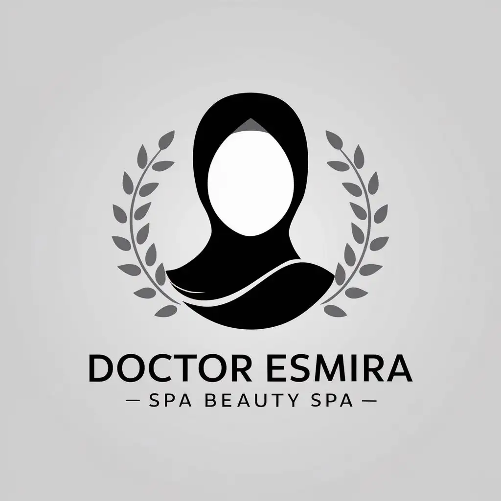 a vector logo design,with the text "Doctor Esmira", main symbol:Silhouette of a girl in hijab without face,complex,be used in Beauty Spa industry,clear background