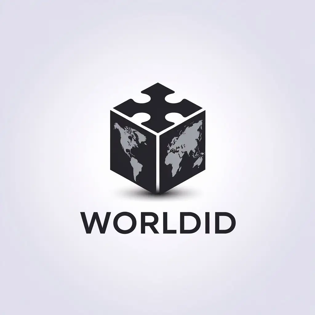 LOGO Design for WORLDID Minimalistic Cube Puzzle Map and World Symbol for Technology Industry