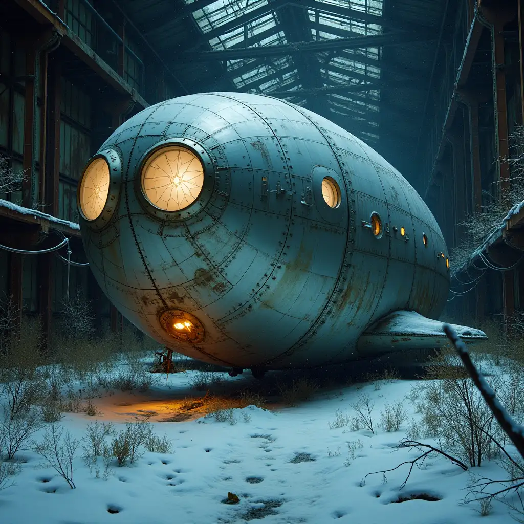 Alien-Spacecraft-in-a-Frozen-Siberian-Hangar-with-Eerie-Decay
