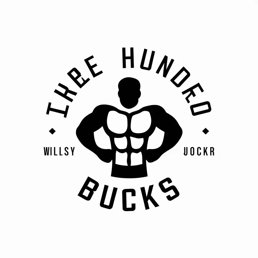 LOGO Design For Three Hundred Bucks Athletic Jock Theme in Clean Vector Style