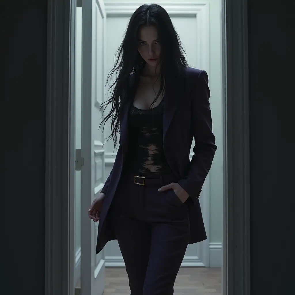 Violet-Parr-Walking-Out-of-Door-in-Worn-Suit-with-Lost-Look