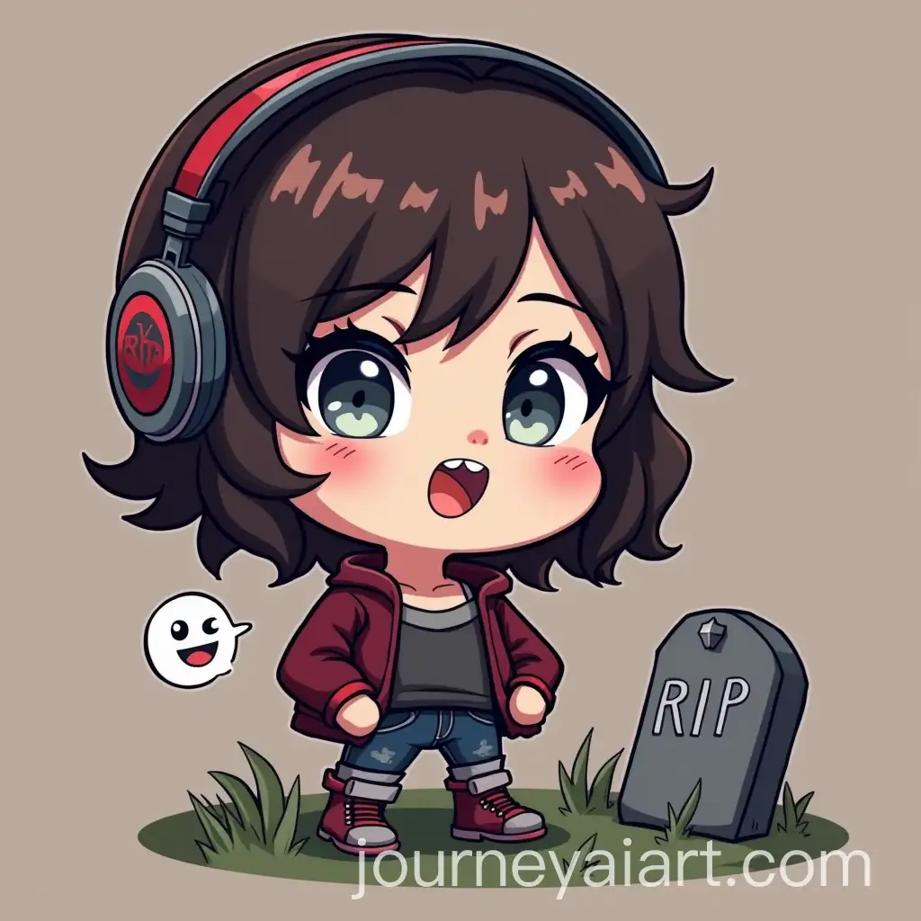 Rock-Gamer-Girl-with-Headphones-at-Tombstone-RIP