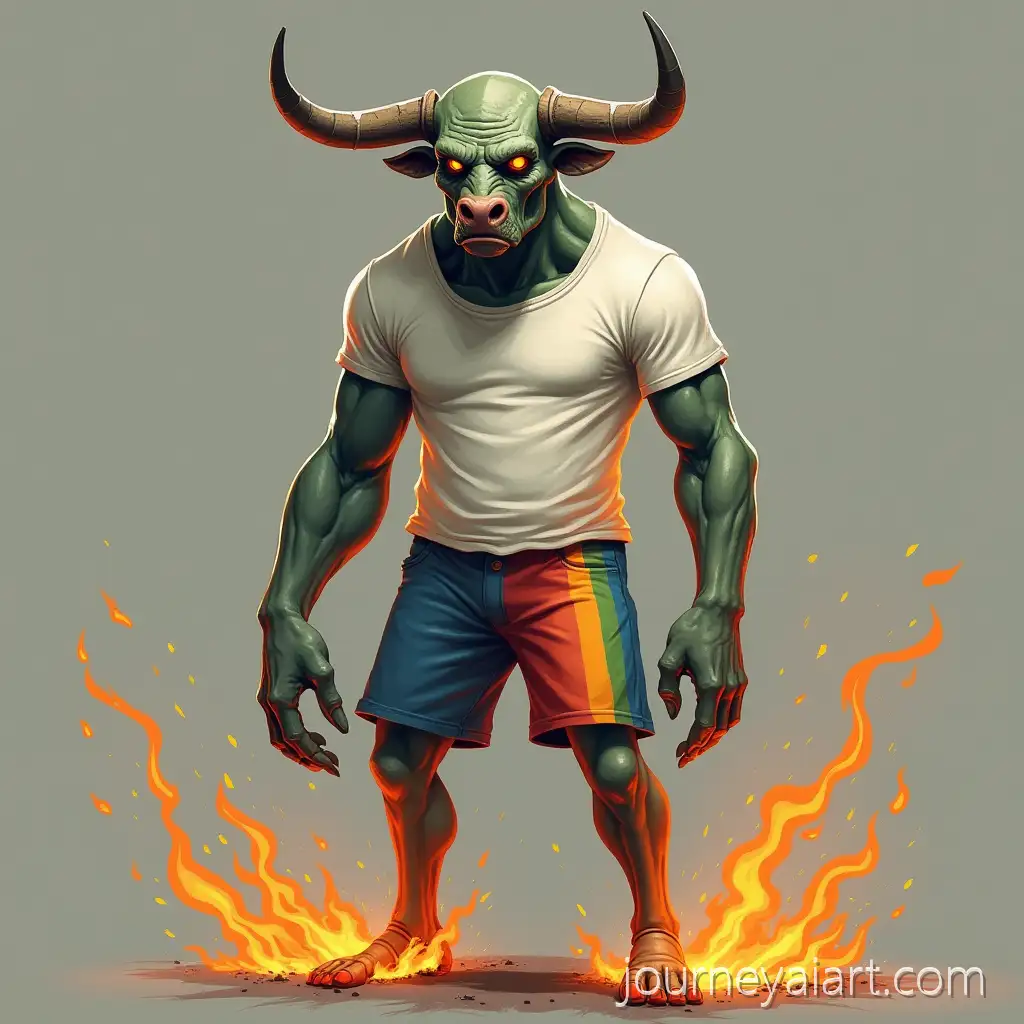 Giant-Zombie-Bullhead-with-Fire-Abilities-and-Rainbow-Shorts