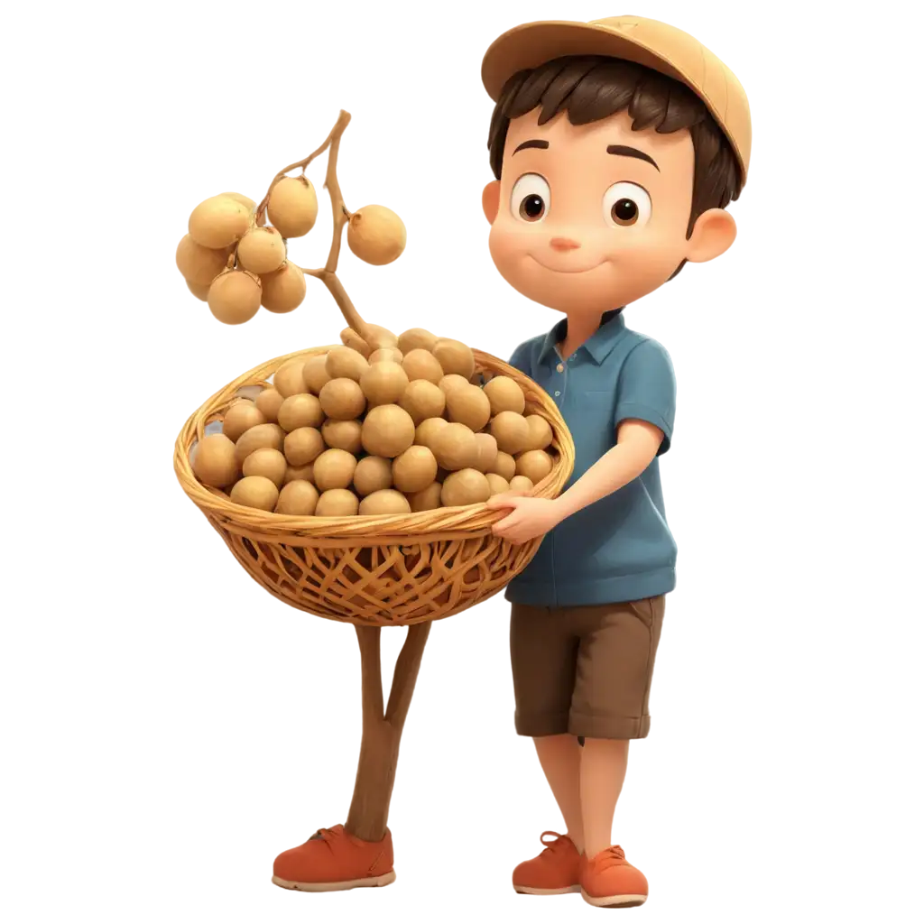 Colorful-Cartoon-PNG-of-a-Boy-with-Longan-Ideal-for-Creative-Projects