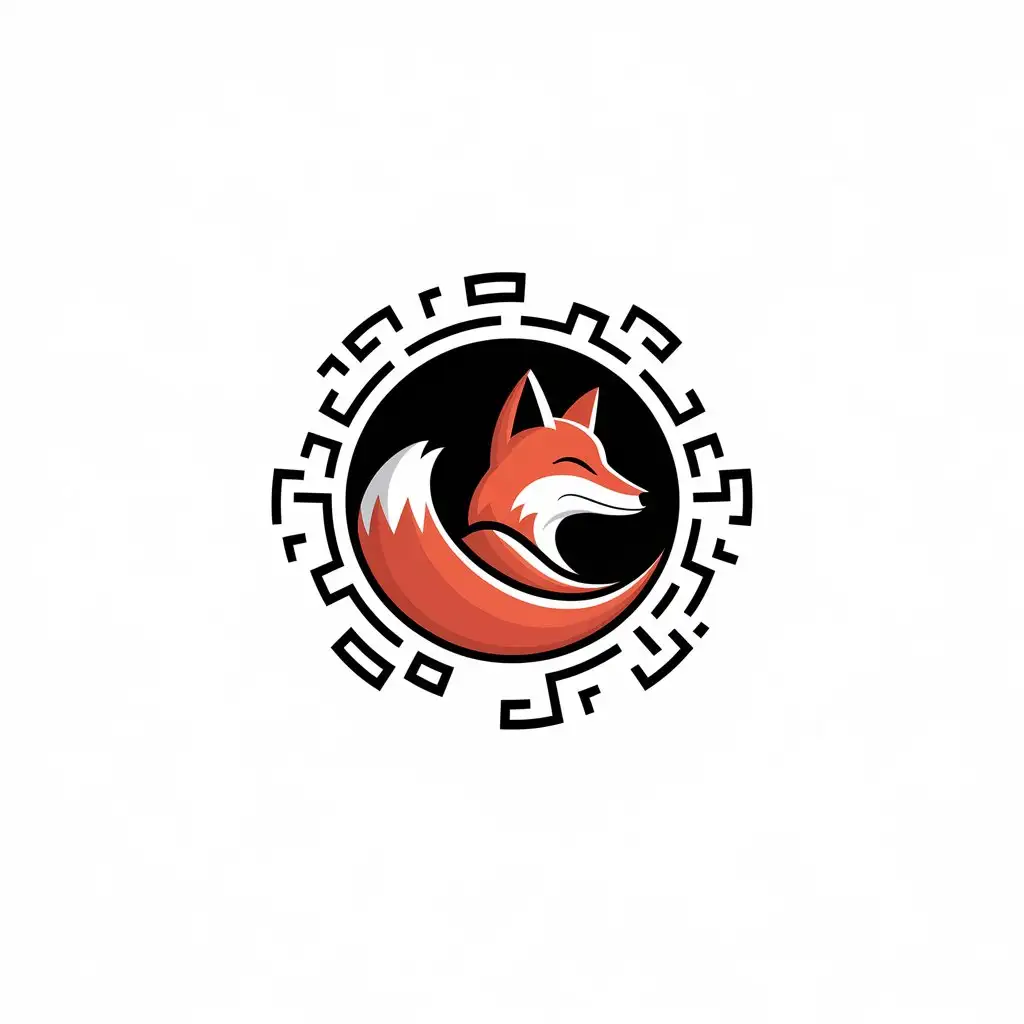 LOGO Design for Fox Red Fox Emerging from Black Den in Vector Style