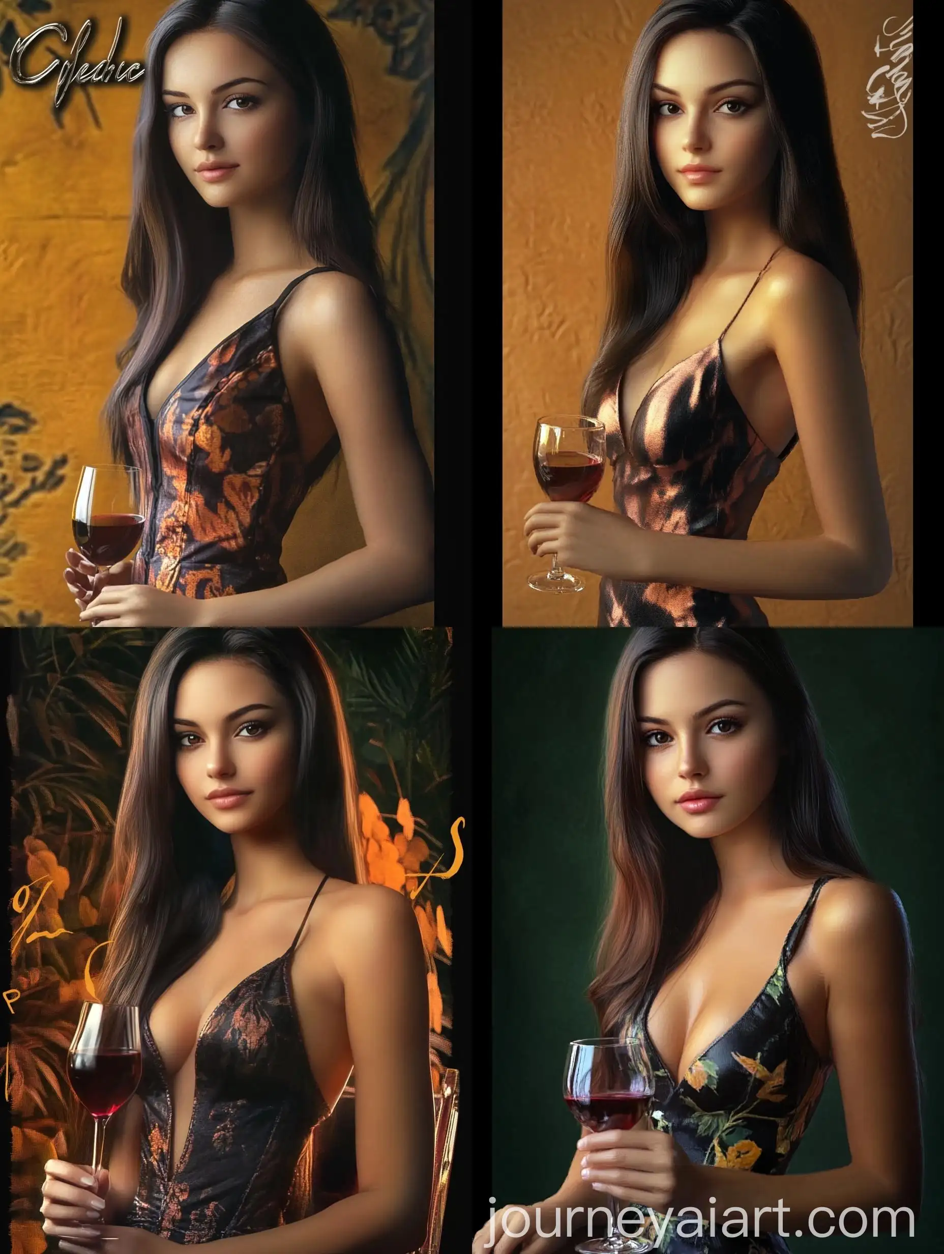 Young-Woman-in-Summer-Dress-with-Red-Wine-Glass-Portrait