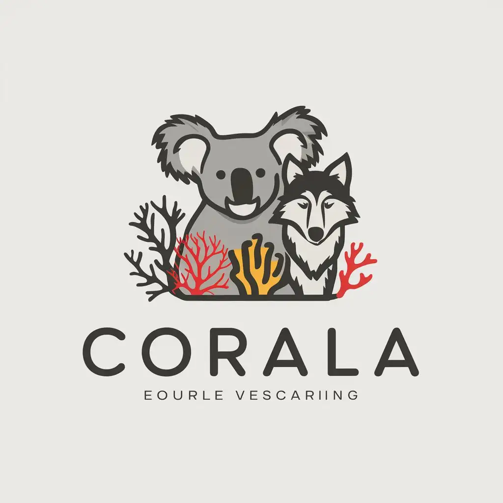 LOGO Design For Corala Koala and Wolf with Nature and Coral Theme