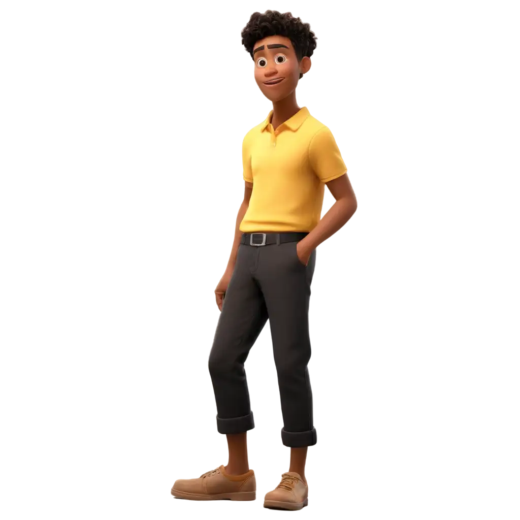 HighQuality-Pixar-Animation-PNG-25YearOld-Person-in-Black-Pants-and-Yellow-Polo-Shirt