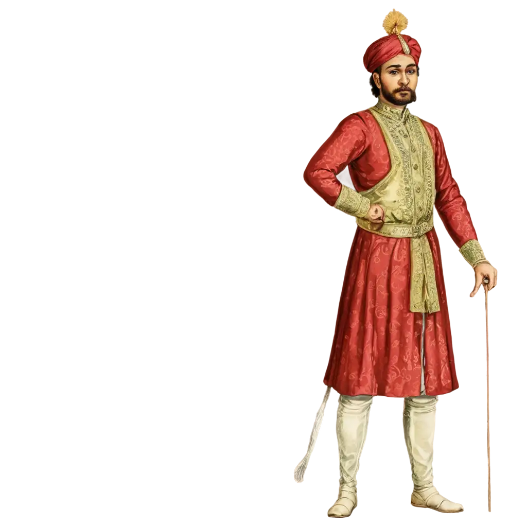 Mughal-King-PNG-Image-Featuring-17th-Century-Royal-Attire-and-Jewels