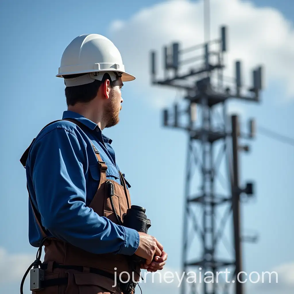 TV-Antenna-Technician-at-Work-on-Rooftop-Installation